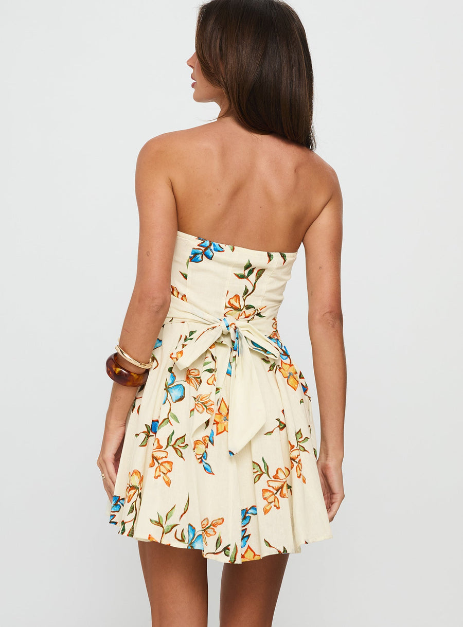 Doe Eyed Tie Back Strapless Mini Dress Multi · photo 4