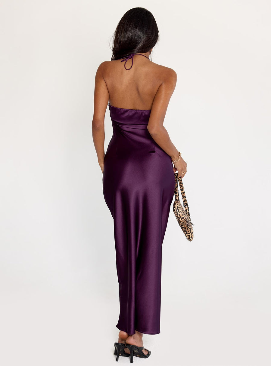 Fireproof Halter Maxi Dress Plum · photo 4