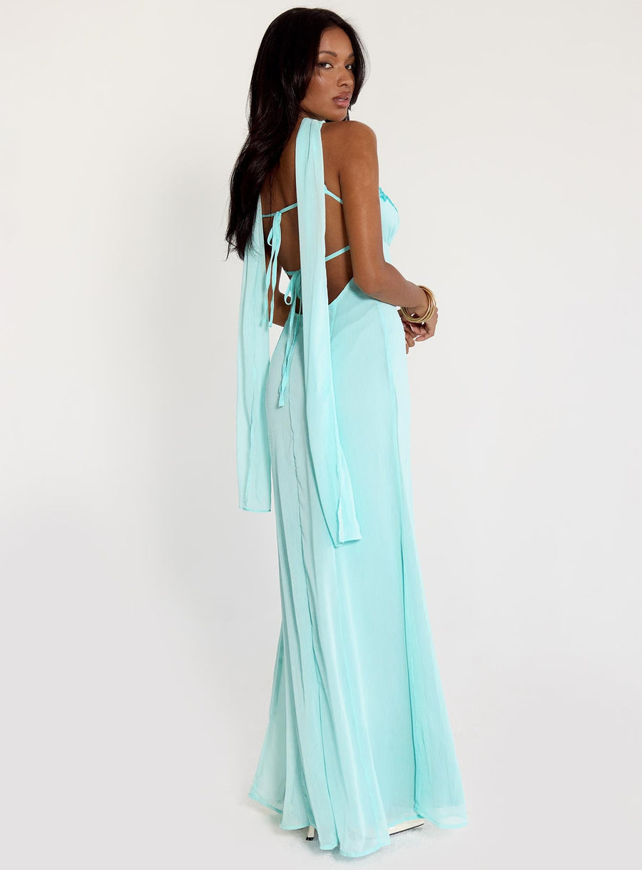 Jadira Scarf Maxi Dress Aqua · photo 4