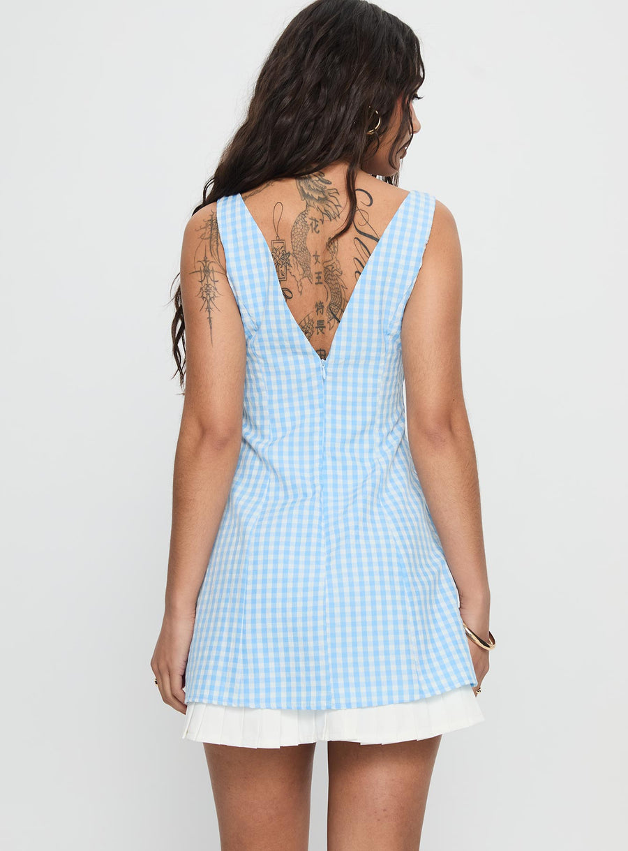 Evielle Underskirt Mini Dress Blue Check · photo 4
