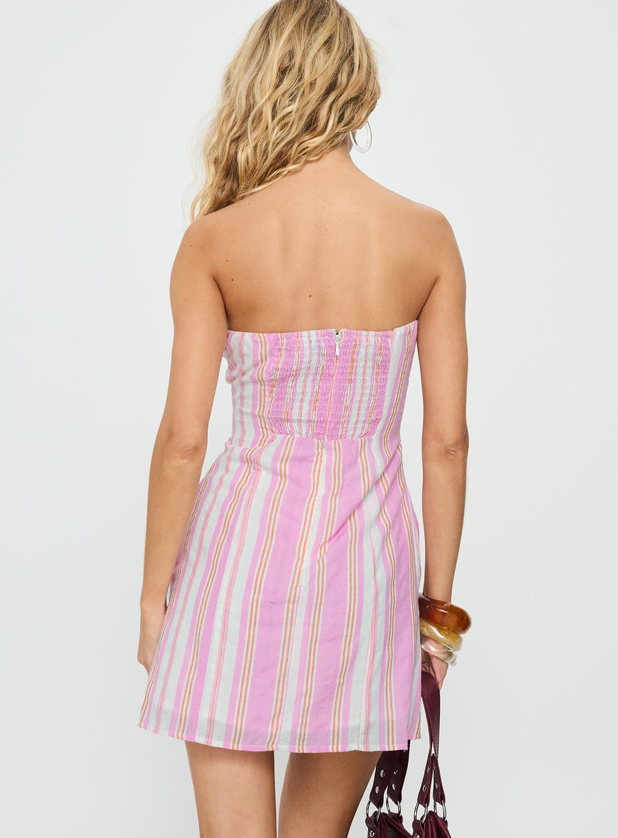 Faris Strapless Mini Dress Pink Stripe · photo 5