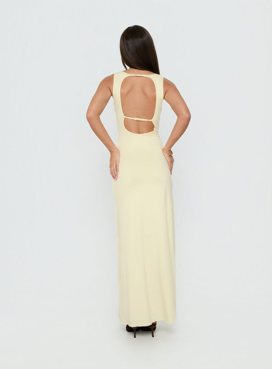 Frederica Plunge Maxi Dress Butter Yellow · photo 5