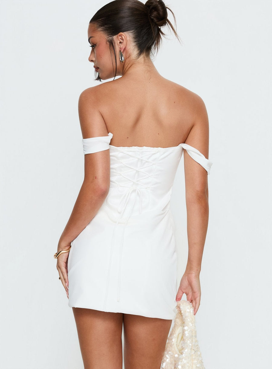 Joslyne Off Shoulder Corset Mini Dress White · photo 5