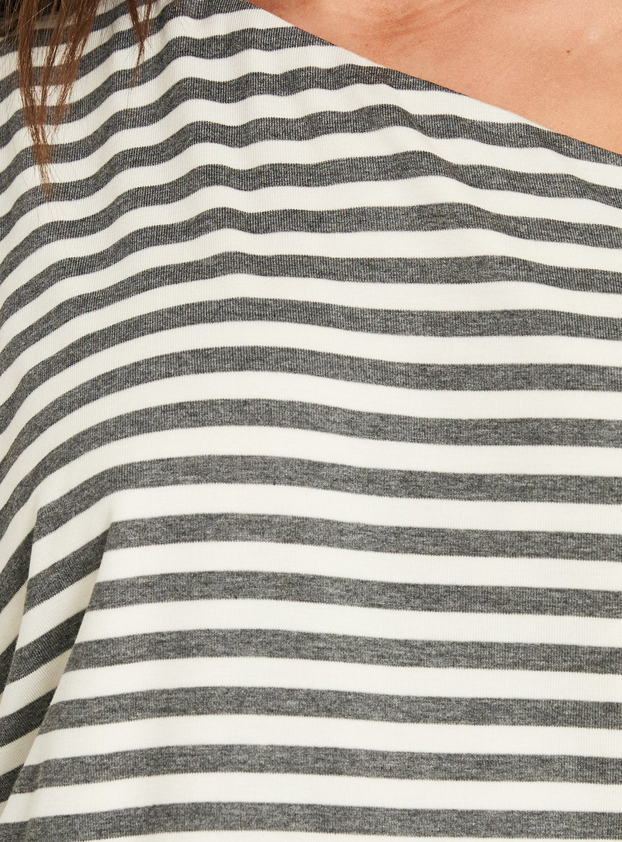 Jamelle Off Shoulder Mini Dress Charcoal / Cream Stripe · photo 5