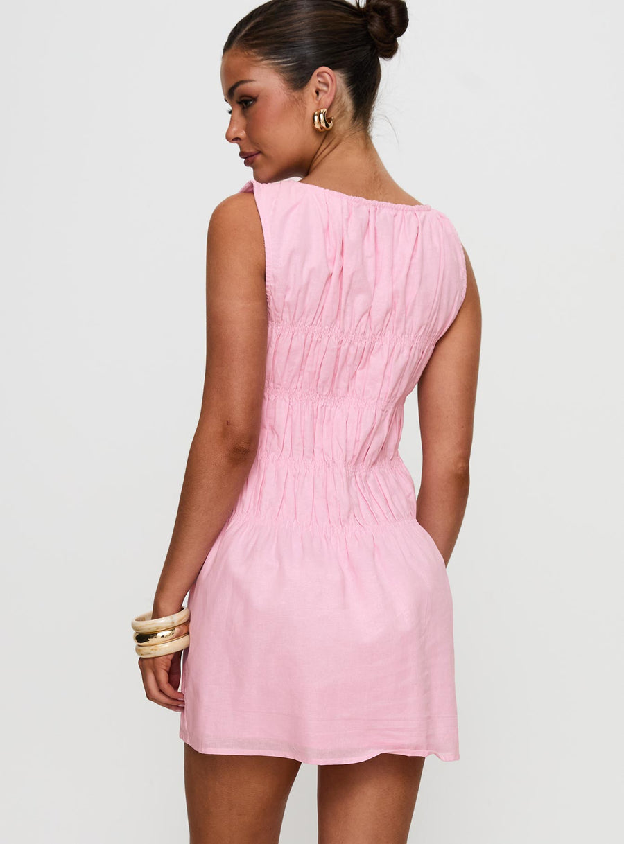 Evony Shirred Mini Dress Pink · photo 5