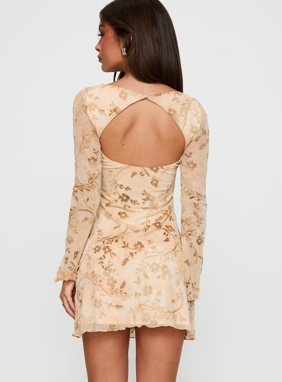 Folklore Long Sleeve Mini Dress Cream · photo 5