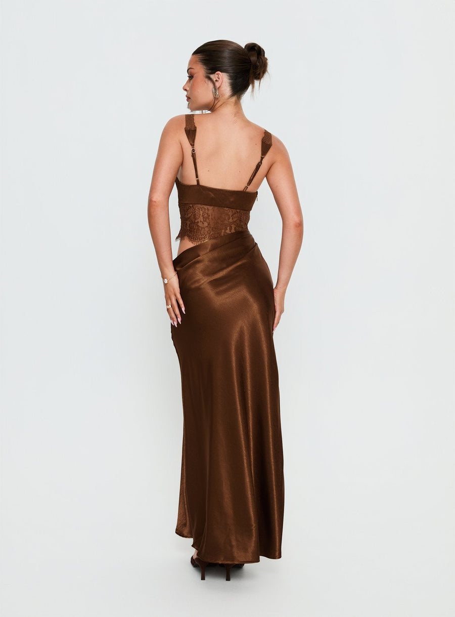 Fayfe Lace Maxi Dress Chocolate · photo 5