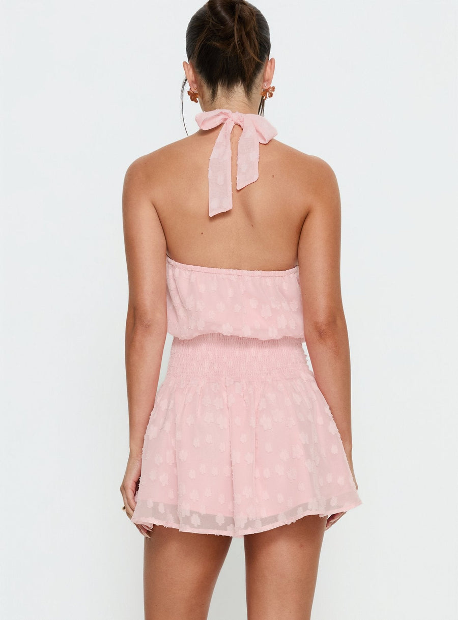 Eurythmic Scarf Halter Mini Dress Pink Jacquard · photo 5