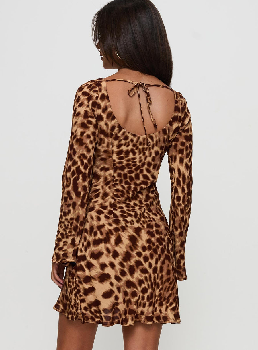 Halo Bias Long Sleeve Mini Dress Leopard · photo 8
