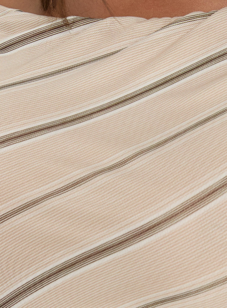 Jamyma Asymmetrical Mini Dress Beige Stripe · photo 5