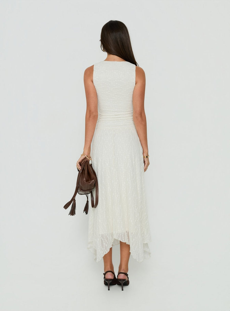 Enzina Lace Hanky Hem Maxi Dress Cream · photo 5