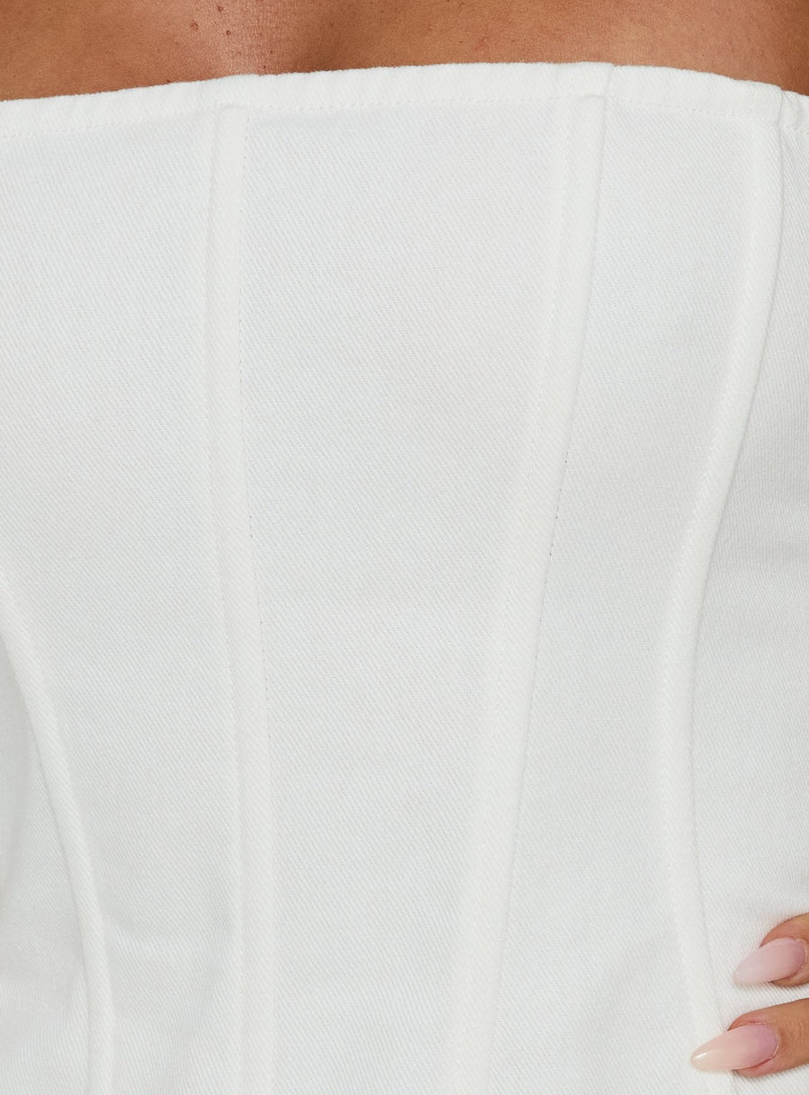 Irenah Strapless Denim Corset Mini Dress White · photo 6