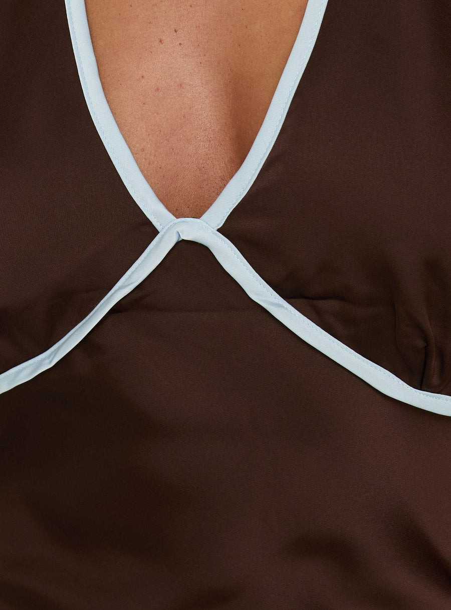 Jacyntha Halter Mini Dress Chocolate / Blue · photo 5