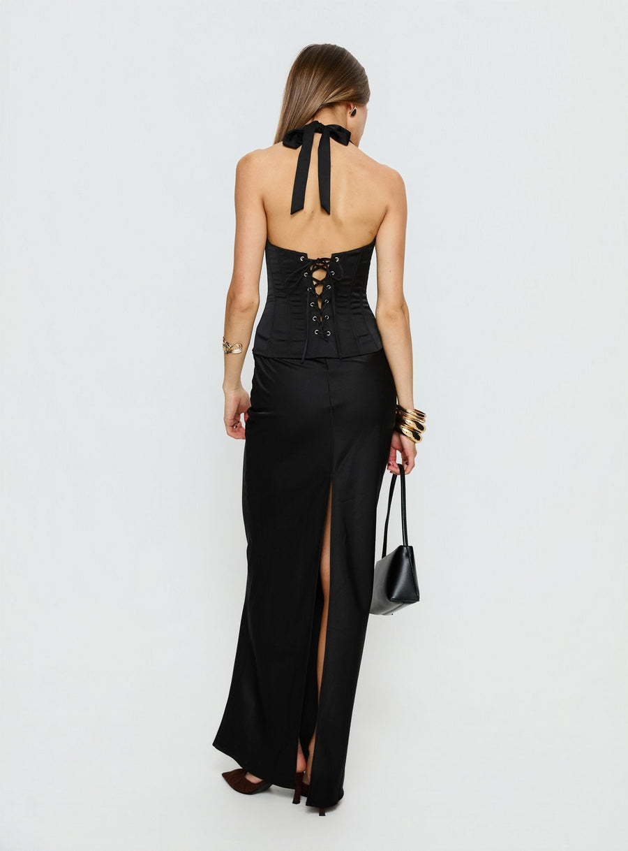 In A Trance Halter Corset Maxi Dress Black · photo 5