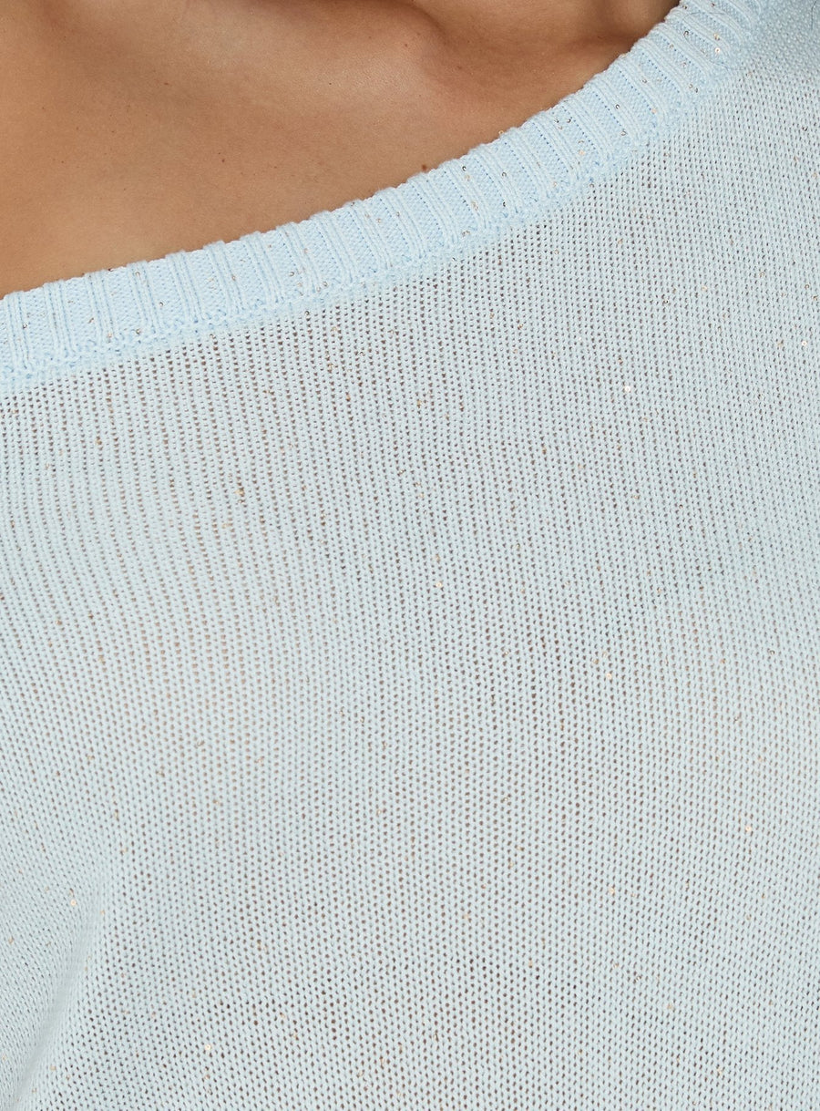 Idilia Off Shoulder Knit Mini Dress Blue · photo 6
