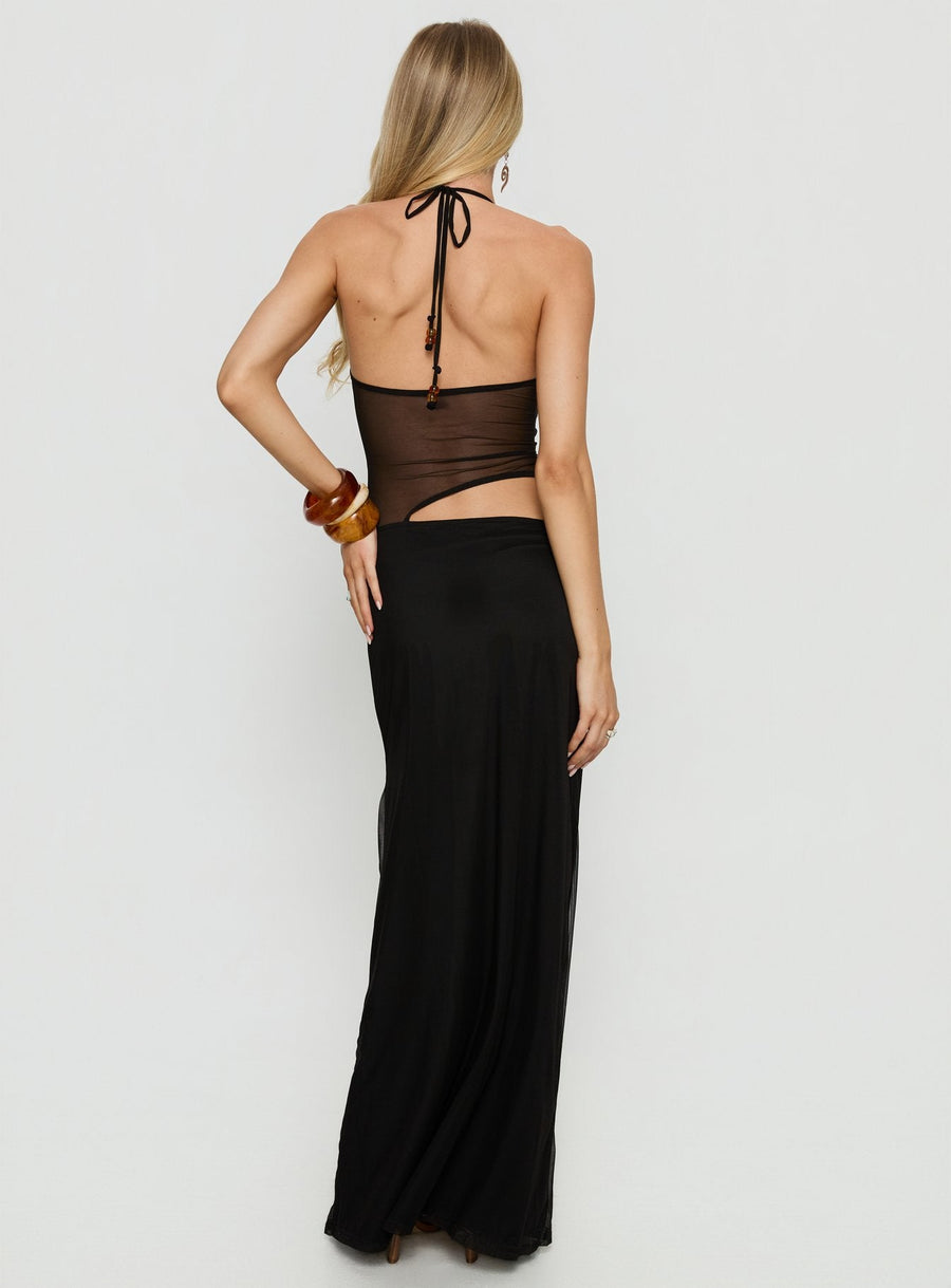 Dyanna Halter Mesh Maxi Dress Black · photo 5