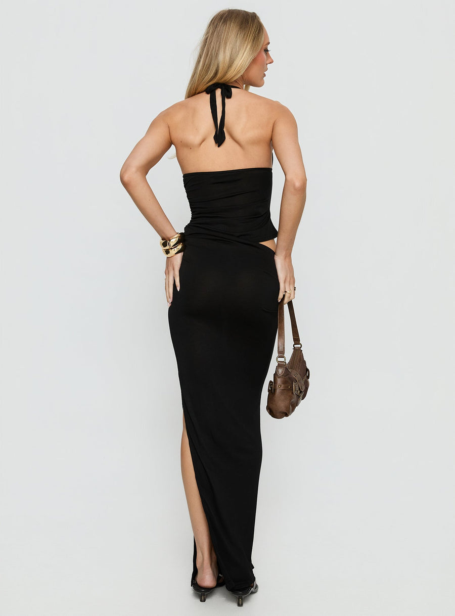 Imeraldia Hardware Halter Maxi Dress Black · photo 5