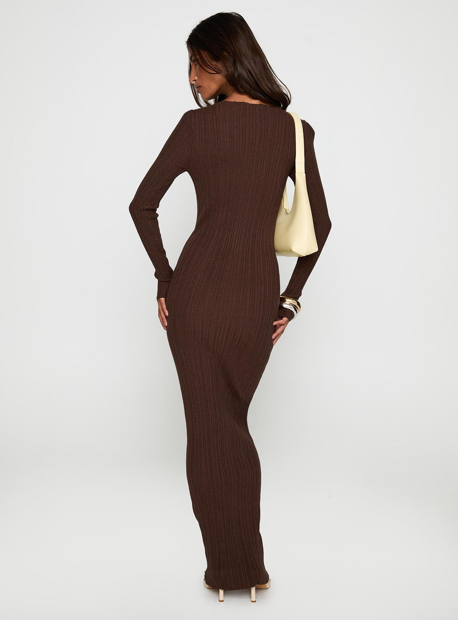 Gyselle Long Sleeve Maxi Dress Brown · photo 4