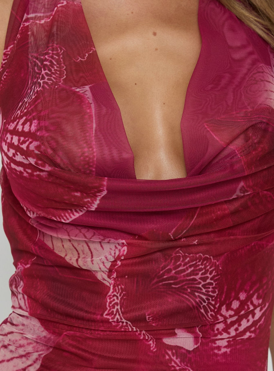 Adeya Halter Maxi Dress Burgundy Floral · photo 5