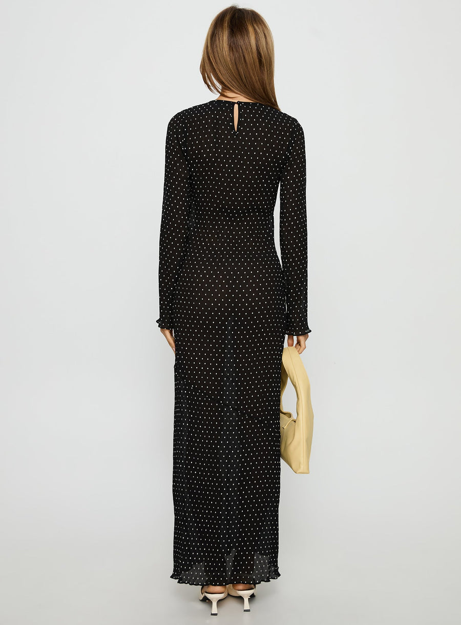 Haven Long Sleeve Maxi Dress Noir Polka · photo 5
