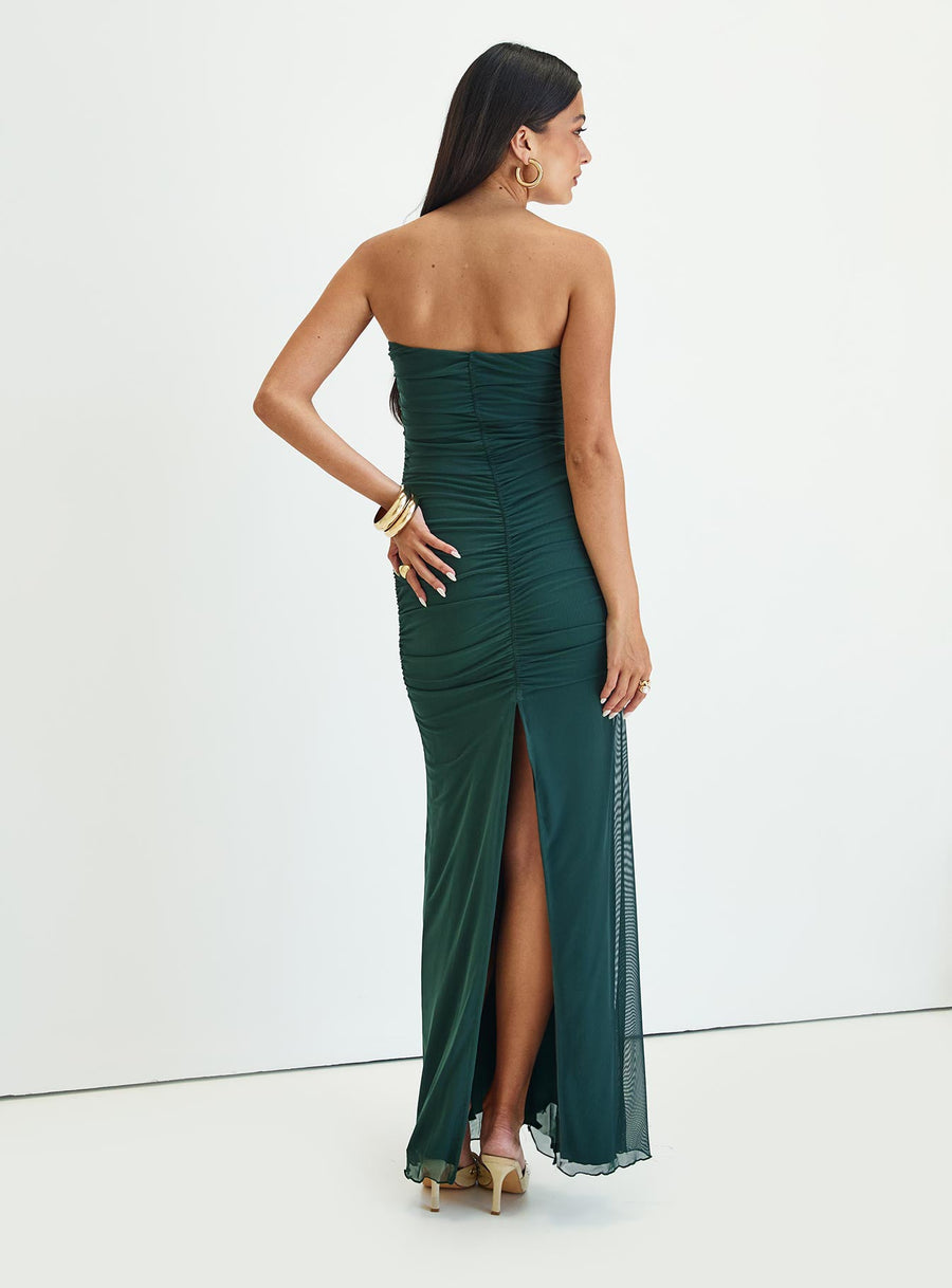 Gomeza Strapless Cut Out Maxi Dress Dark Green · photo 4