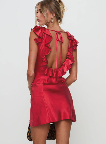 Butacup Frill Mini Dress Red