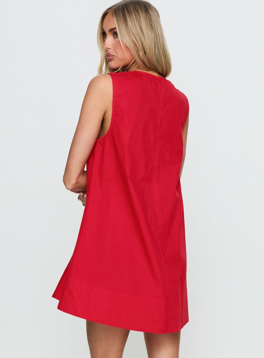 Eberta Ruched Baby Doll Mini Dress Red · photo 5