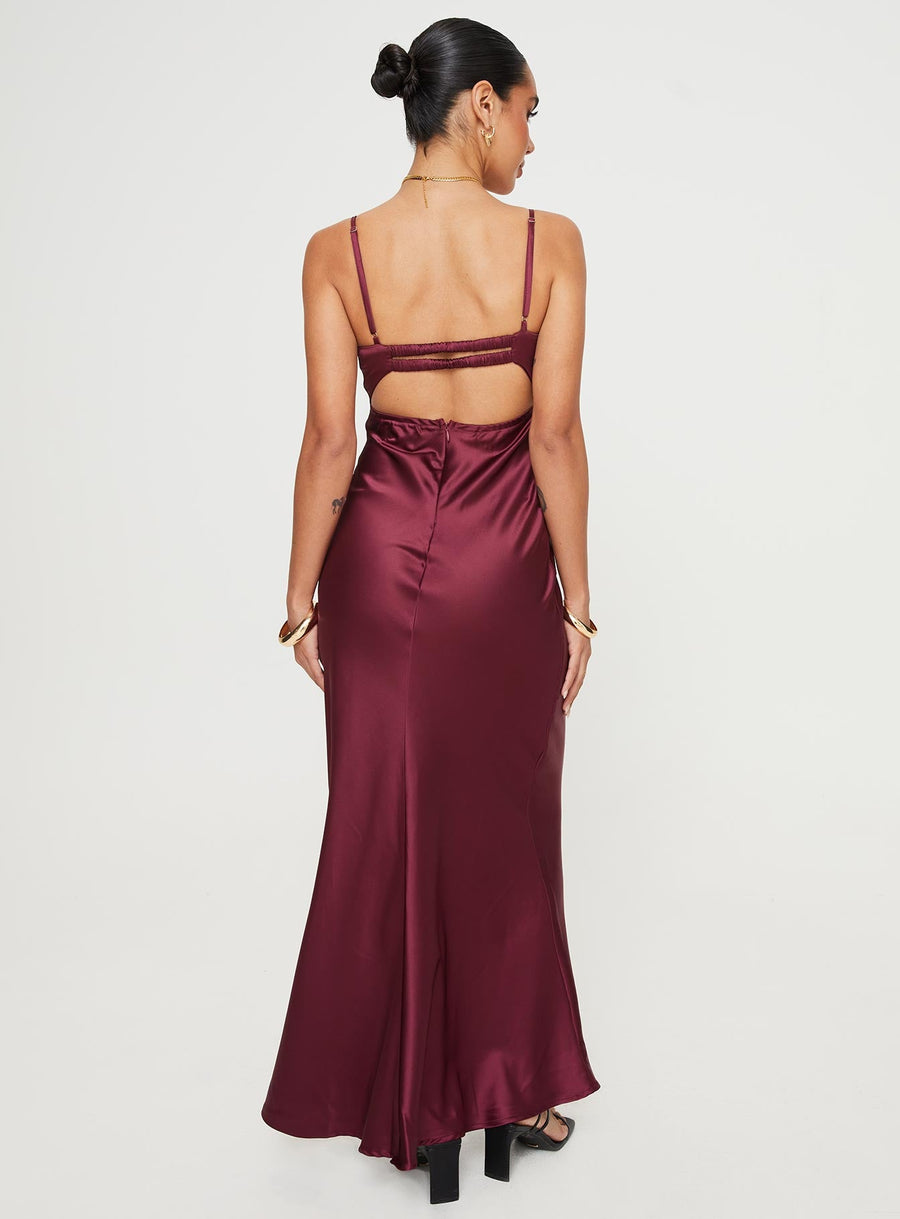 Fadyen Bias Cut Maxi Dress Burgundy · photo 5