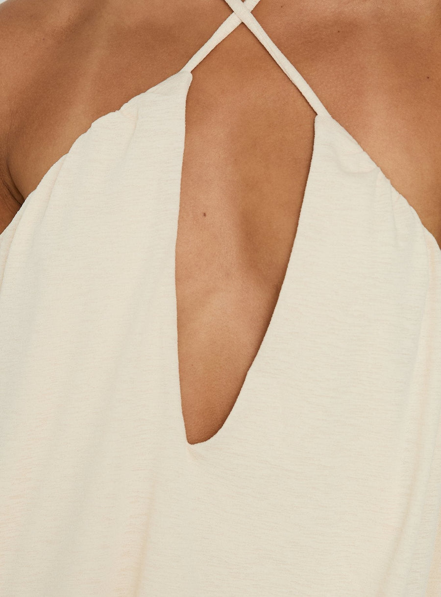 Evelia Keyhole Halter Mini Dress Butter Yellow · photo 5