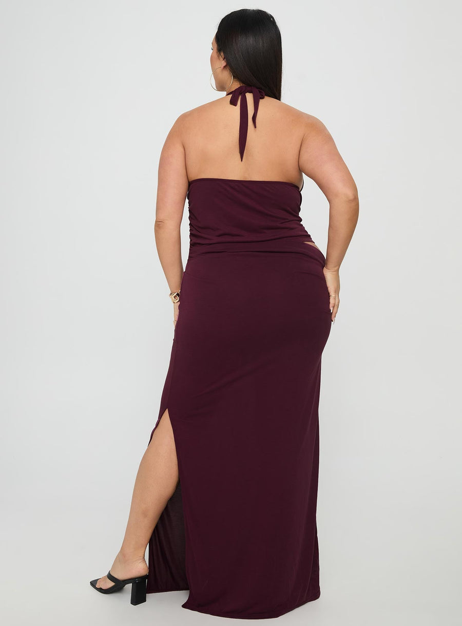 Imeraldia Hardware Halter Maxi Dress Currant Curve · photo 4