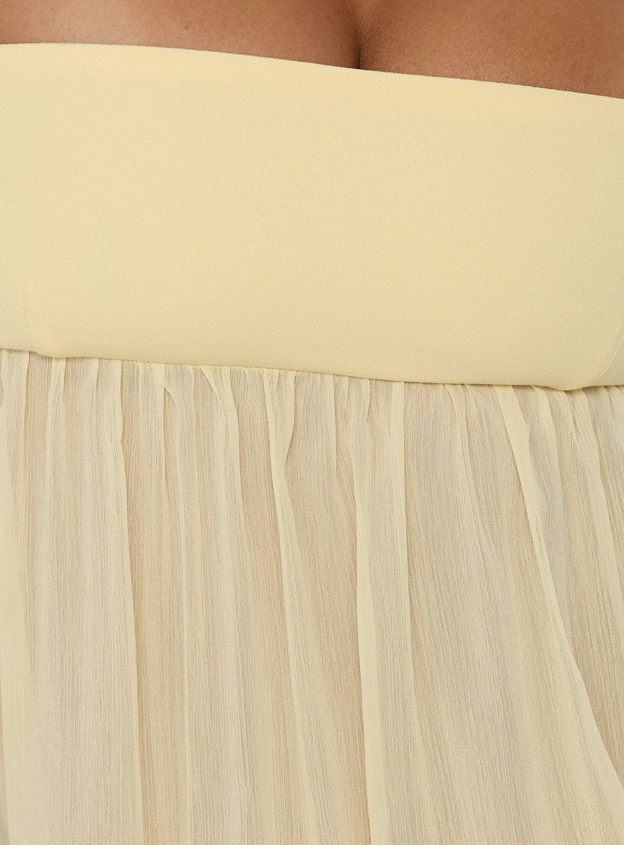 Howland Strapless Sheer Blouson Mini Dress Yellow · photo 6