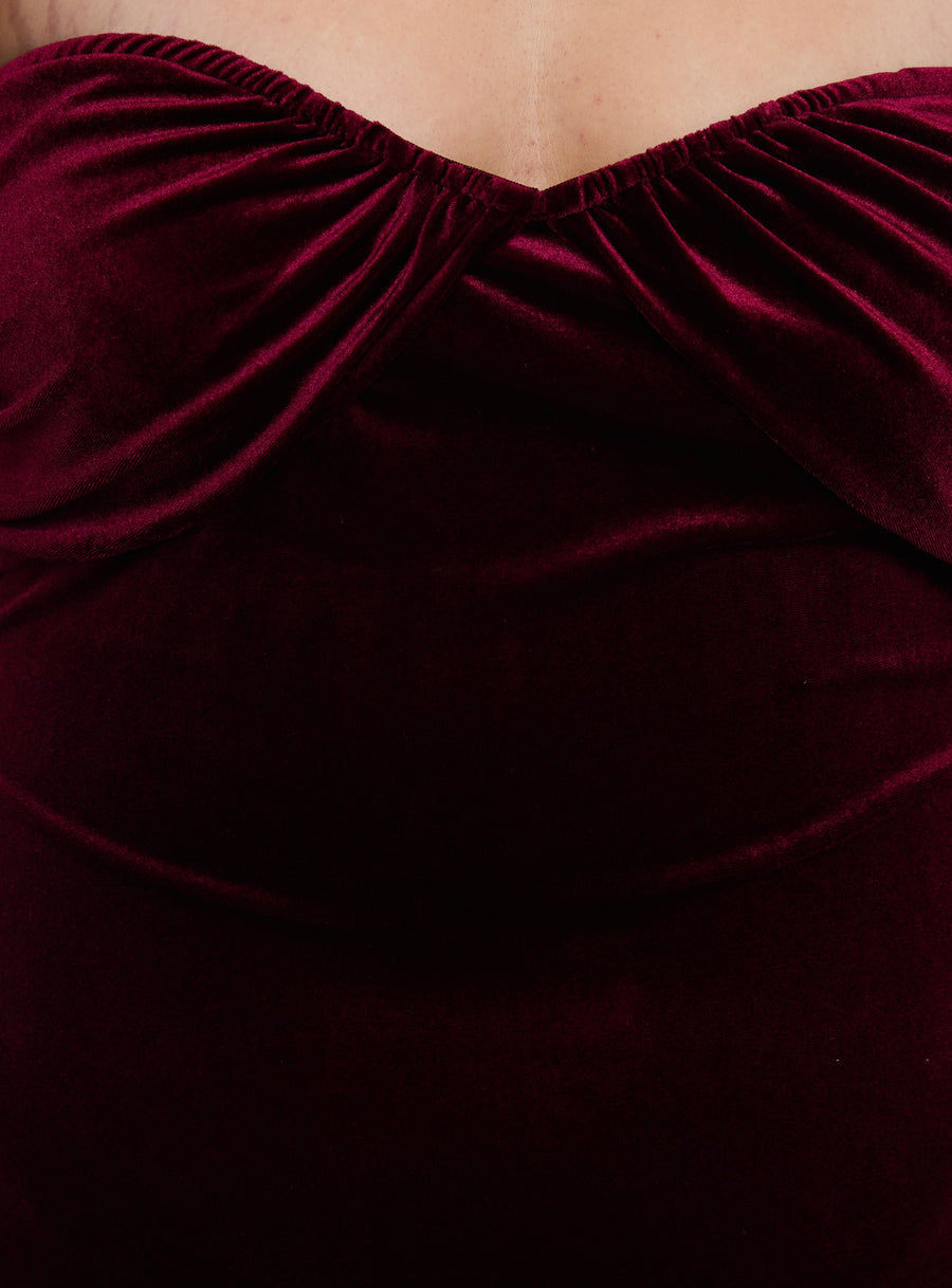 Irena Strapless Maxi Dress Burgundy Curve · photo 6