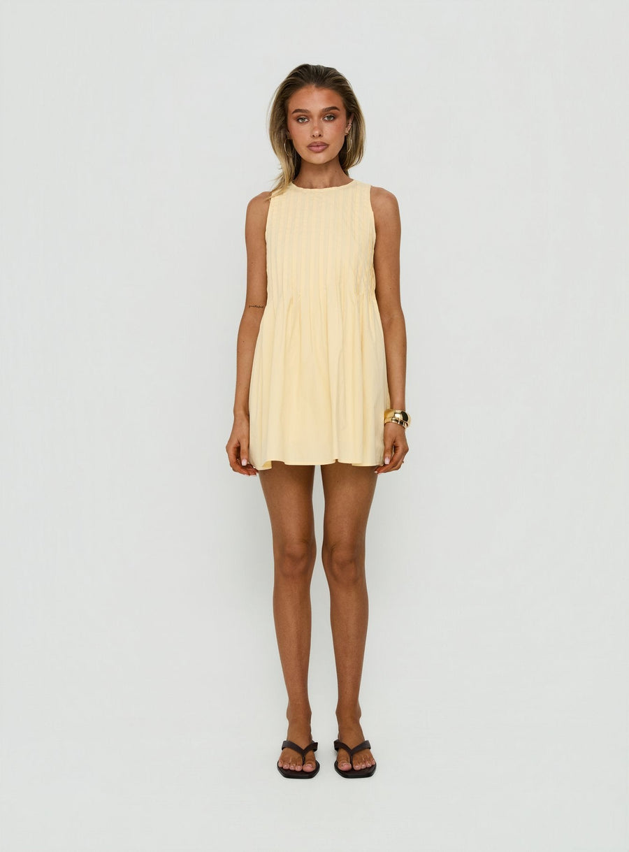 Dreamboat Pleated Mini Dress Yellow · photo 6