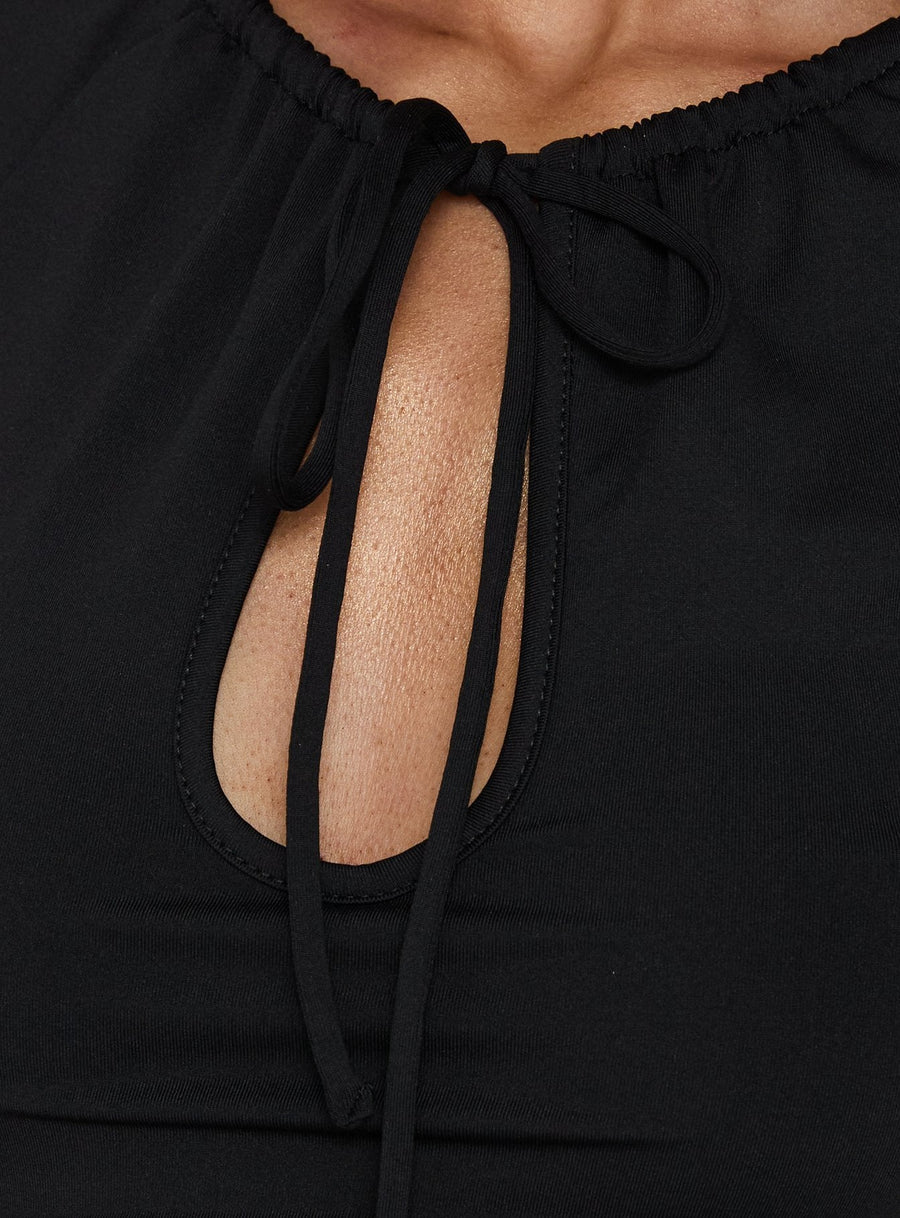 Ivina Keyhole Ruched Scoop Mini Dress Black · photo 6