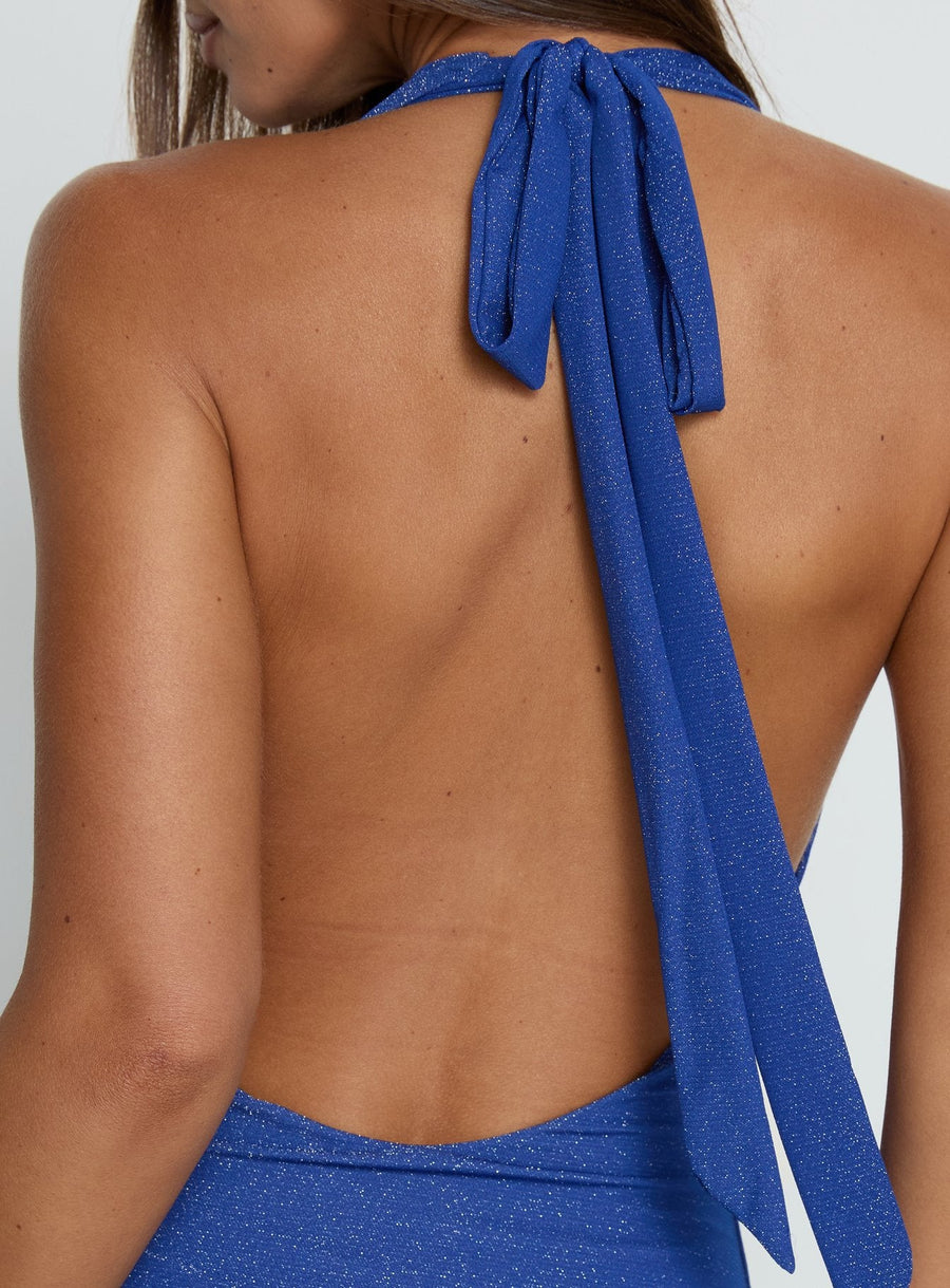 Jazminah Halter Cowl Neck Maxi Dress Royal Blue · photo 6