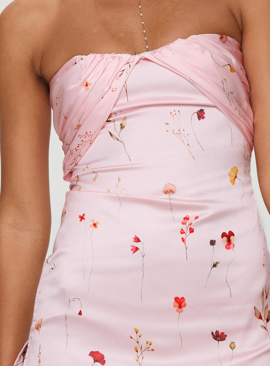 Irena Strapless Mini Dress Pink Floral · photo 6