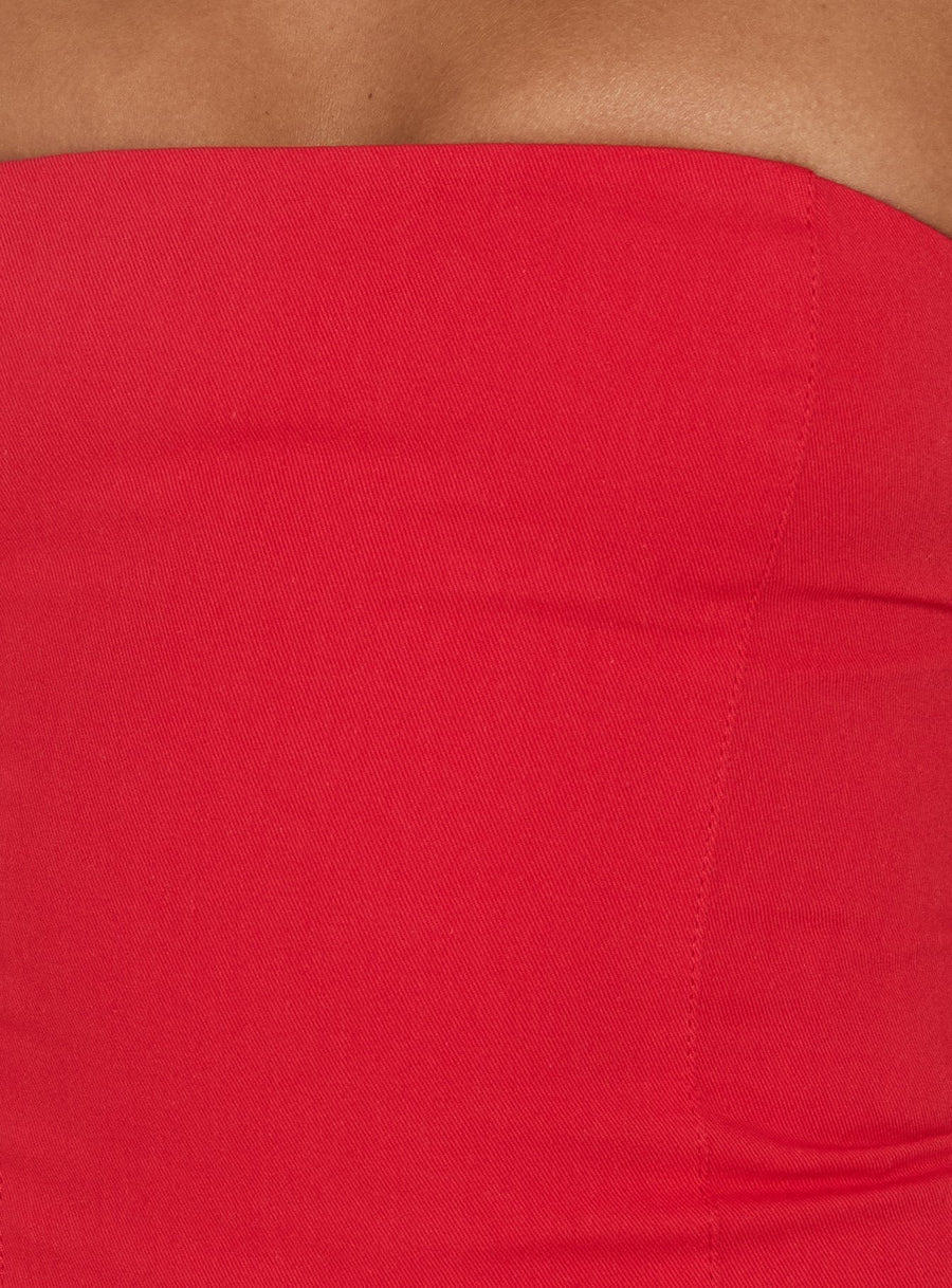 Esatora Halter Flare Mini Dress Red · photo 6