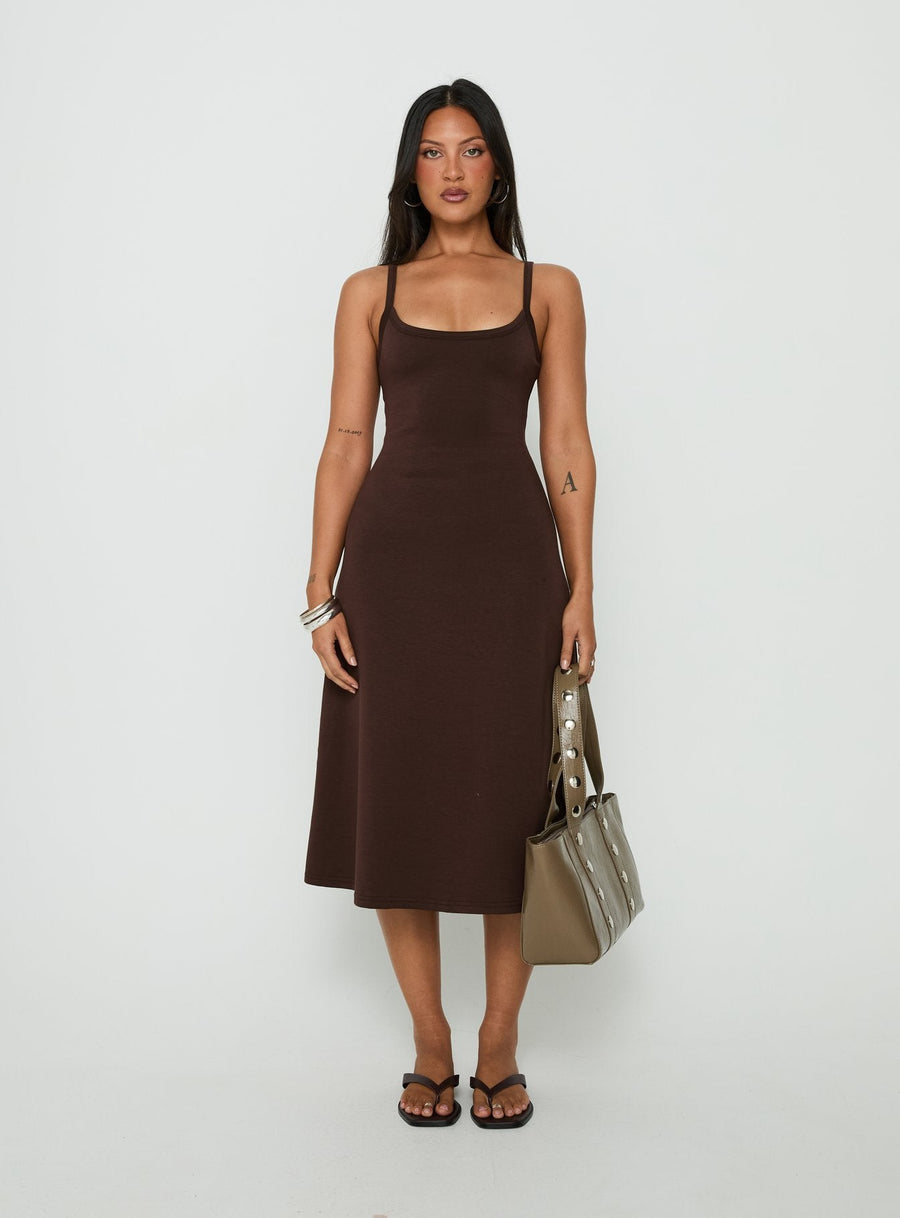 Esmiana Slinky Midi Dress Chocolate · photo 6