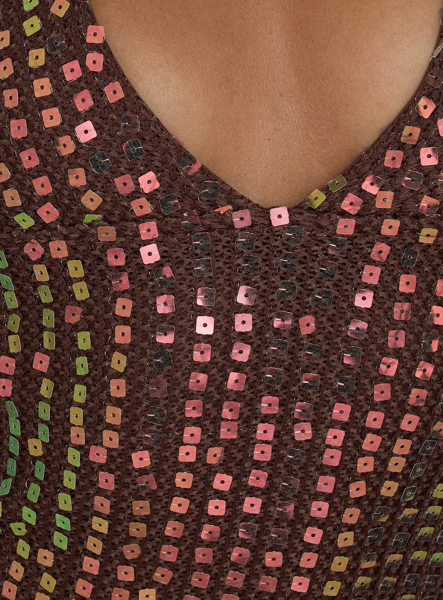 Codamo Mini Dress Dark Brown Shimmer · photo 6