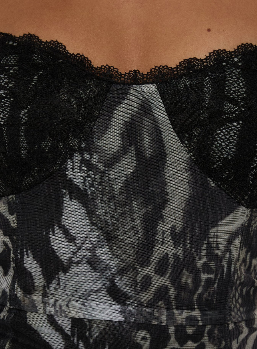 Good To Me Lace Bust Mini Dress Animal · photo 6