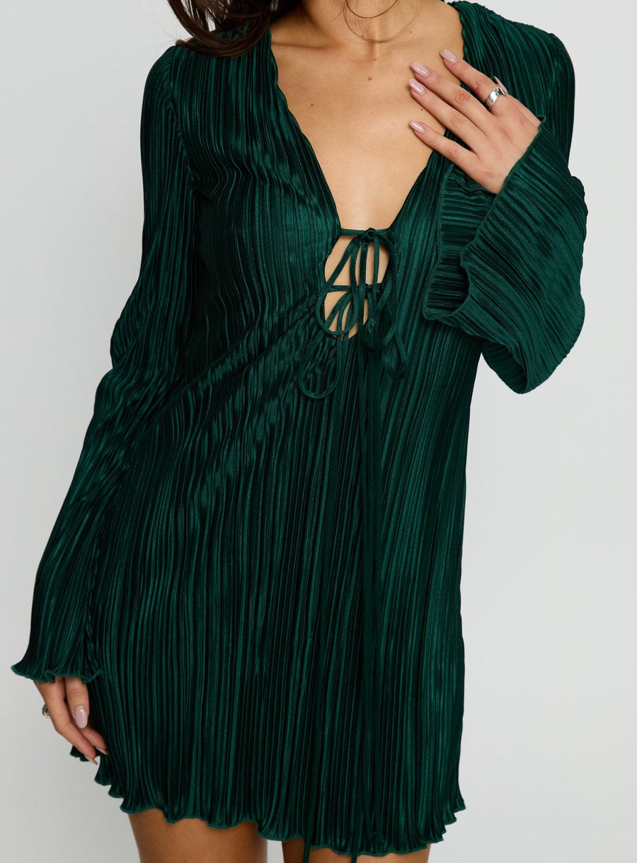 Malop Long Sleeve Mini Dress Emerald · photo 5