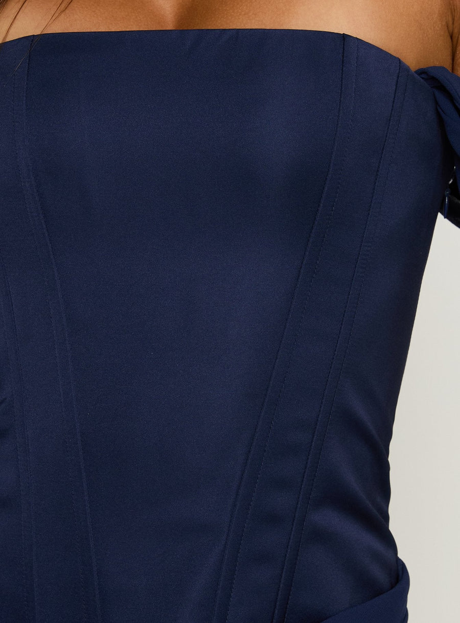 Joslyne Off Shoulder Corset Maxi Dress Navy · photo 6