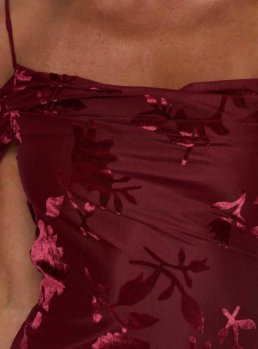 Green Gables Burnout Maxi Dress Burgundy · photo 6