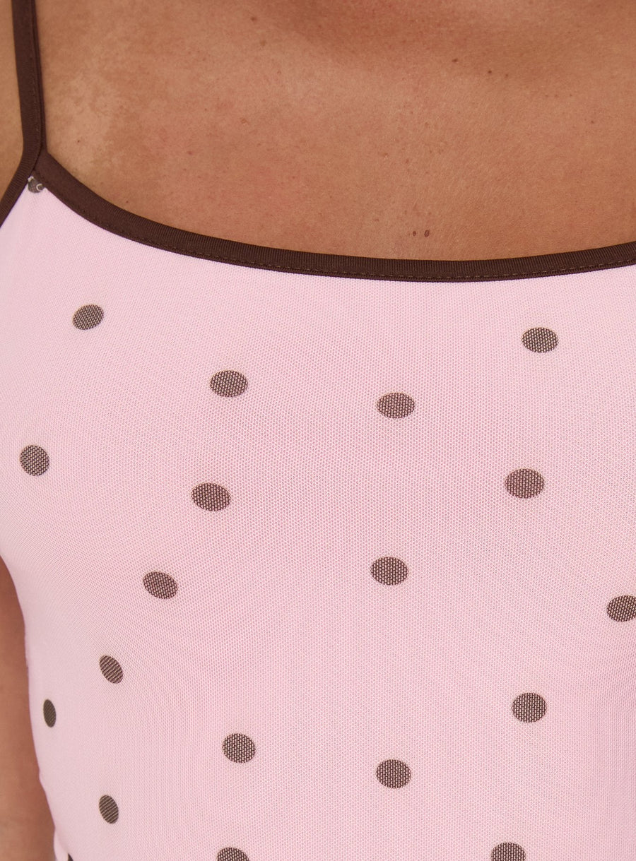 Isa Square Neck Mini Dress Pink Polka Dot · photo 6