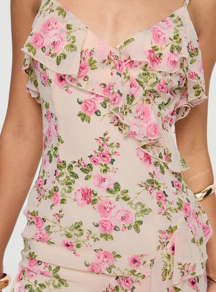 Garys Midi Dress Cream Floral · photo 6