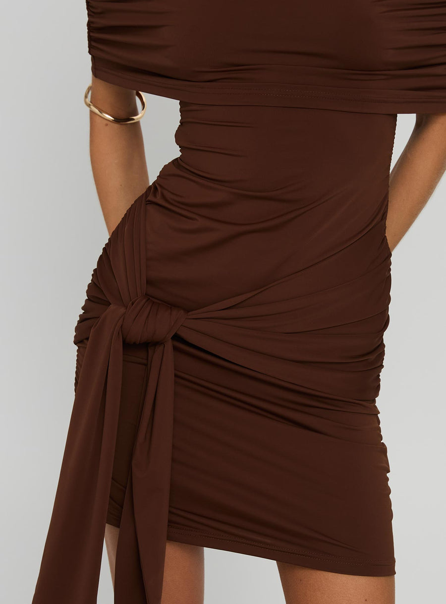 Island Girl Tie Skirt Mini Dress Brown · photo 6