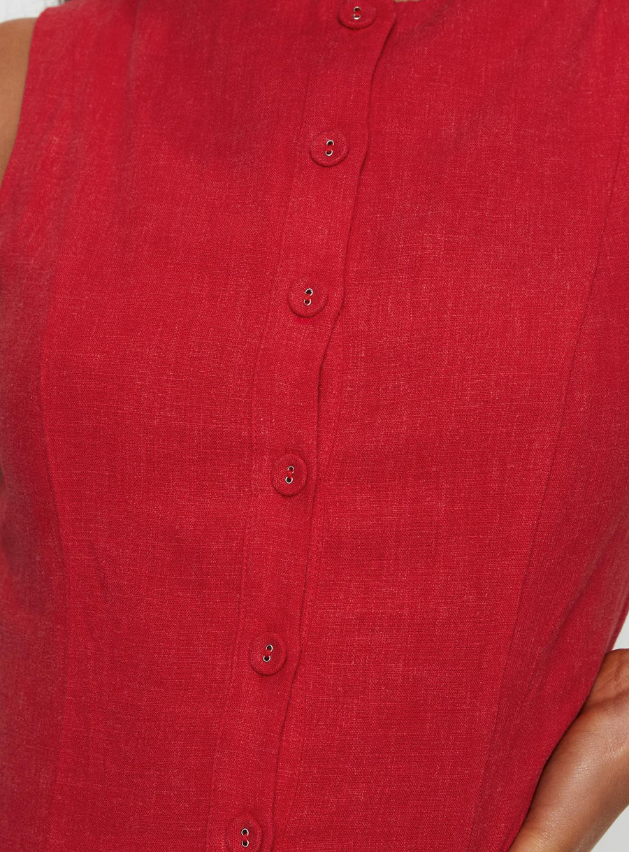 Dollie Linen Mini Dress Red · photo 6