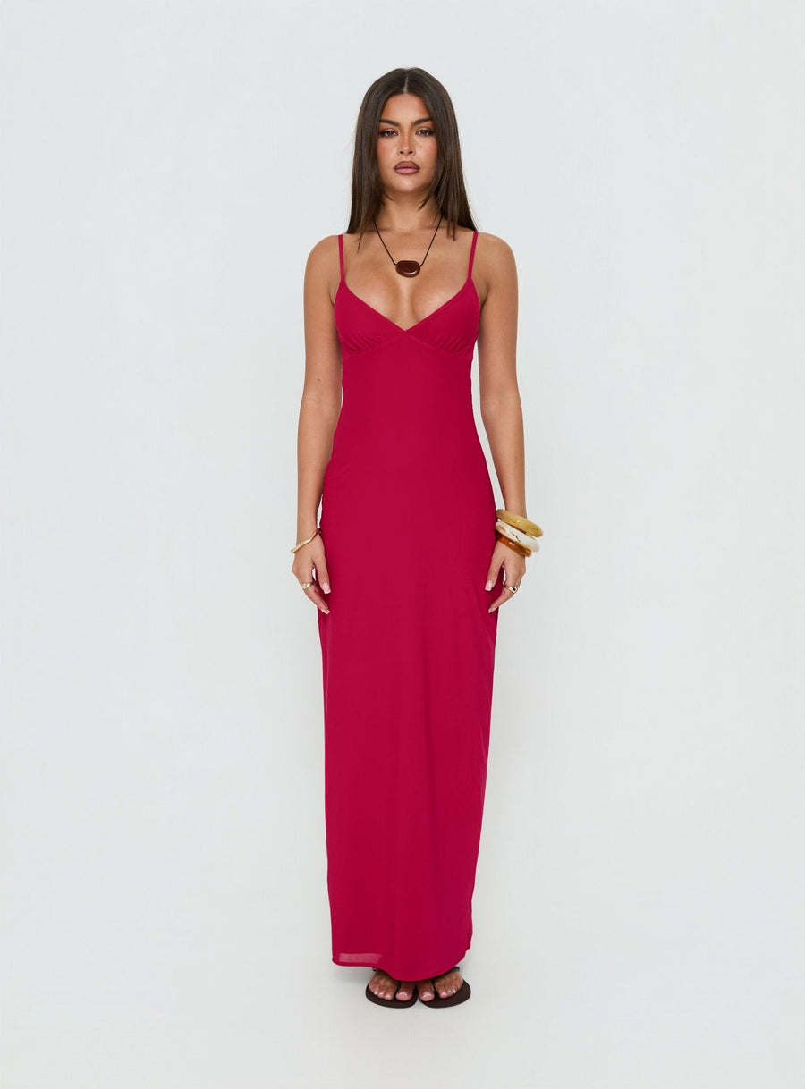 Glass Half Full Mesh Maxi Dress Electric Fuschia · photo 6