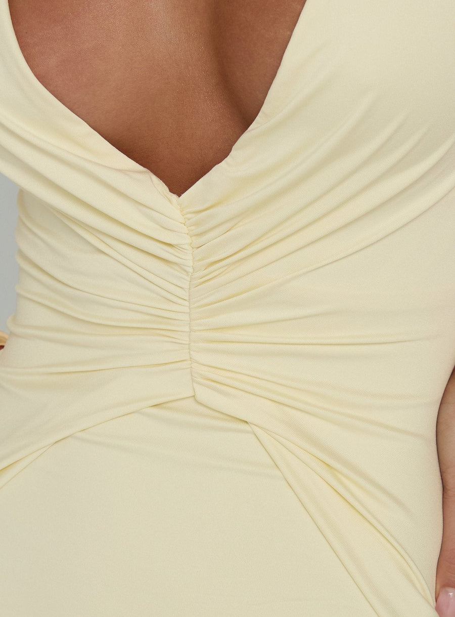 Frederica Plunge Maxi Dress Butter Yellow · photo 6