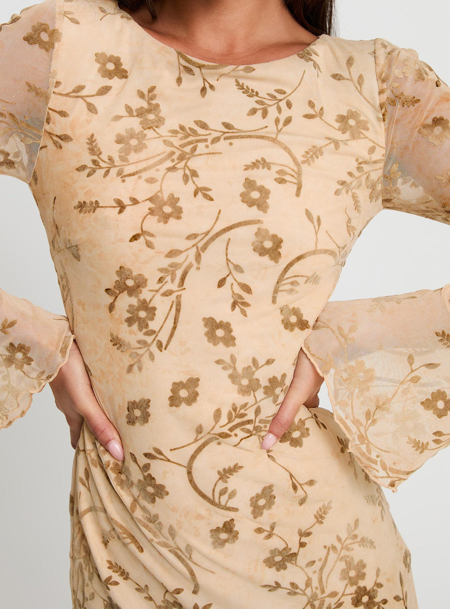 Folklore Long Sleeve Mini Dress Cream · photo 6
